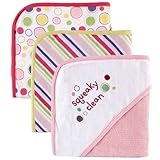 Luvable Friends 3-Pack Embroidered Sayings Hooded Towels - Pink [並行輸入品]