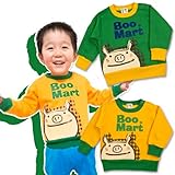 (ブーマート)BOO MART 2015 チェック柄シルエット BOOプリント 起毛トレーナー 80cm イエロー