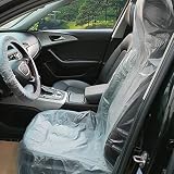 aleawol 100枚 超厚20グラム 使い捨てシートカバー 自動車 車用 ビニール 使い捨てプラスチックシートカバー 養生 運転席 助手席 フロント 保護カバー 車検 修理 整備 納車 汚れ防止 防菌（重さは約1.4kg）