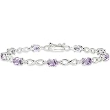 Sterling Silver Genuine, Created or Simulated Gemstone Oval Polished Infinity Classic Tennis Bracelet
