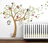 Pop Decors PT-0230-Vb Wall Decal and Sticker Nursery Tree with Colorful Parrots 90 [並行輸入品]