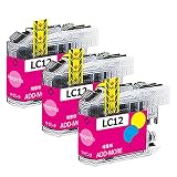 ブラザー用 LC12 LC12Ｍ 互換インクカートリッジ マゼンタ 大容量 3本セット LC12-4PK 対応機種:MFC-J6910CDW / MFC-J6710CDW / MFC-J6510DW / MFC-J5910CDW / MFC-J960DN / MFC-J960DWN / MFC-J955DN / MFC-J955DWNなど