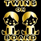 TREZ TWINS ON BOARD 双子 ツインズ BOY&BOY 男の子 男の子 男男 ステッカー 【BABY IN CAR】 (ミラーゴールド)
