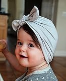 かわいい赤ちゃん男の子女の子幼児新生児春暖かいビーニーコットンキャップターバンファッション帽子with Bow グレー