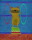 Green Leaf Art Circus Cat Canvas Art [並行輸入品]