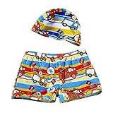 水着 男の子 パンツ 帽子 水泳 ボーイズ水着 可愛い 海辺 温泉 記念写真 (100, レッド)