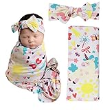 PoshPeanut Infant Swaddle Blanket Large Premium Knit Baby Swaddling Receiving Blanket And Headband S
