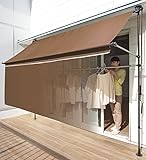 物干し竿と前幕付きオーニング 日よけ 完成品 幅2m ブラウン