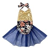 PER ベビー服 ホルターネック ロンパース カバーオール 花柄　可愛い　網糸スカート　キラキラ　女の子　夏