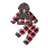 Tovadoo 子供服 ベビー服 男女共用 パーカー＋ズボン 二点セット チェック柄 プリント 長袖 秋冬 キュート ファッション 海遊び 旅行 保育園