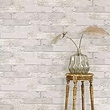 birwall 8012モダンスタイリッシュなレンガ壁紙Wallcoverings壁壁画、20.8 X 393.7」、「Paleグレー/ホワイト