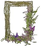 21" Decorative Purple and Green Mixed Berry and Butterfly Rectangular Artificial Wreath - Unlit