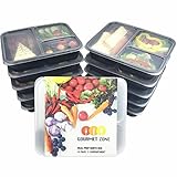 Gourmet Zone 3 Compartment BPA FREE Reusable Food Storage Containers with Lids | Microwave & Dishwas