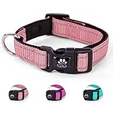 NESTROAD 犬首輪 調節可能 夜間反射 小型犬・中型犬・大型犬用 全犬種対応 おしゃれ メッシュ 通気性 安全 訓練用 メッシュ ソフト 痛くない 簡単装着 丈夫 (ピンク,S)