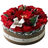 おいしそうなお花のデコレーションケーキ！シックなフレアレッド♪スリムキャンドルがお洒落！ お誕生日に生花のおしゃれなアンオリジナルフラワーケーキ 日時指定無料