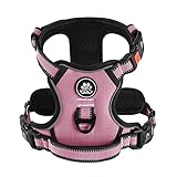 IVY&LANE 犬用ハーネス 喉に優しい 小型犬、中型犬、大型犬用 調節可能 夜間反射材 通気性 引っ張り防止 簡単着脱 散歩 犬 ハーネス 柴犬 秋田犬 訓練 ドッグ 胴輪 (ピンク, S)