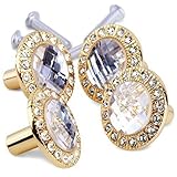 NUOLUX 4pcs Elegant Brilliant Crystal Rhinstones Decor Kitchen Cabinet Cupboard Drawer Door Knob Met