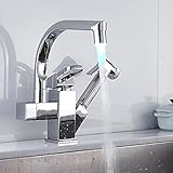 Wellbeingjp　LEDキッチン水栓 洗面水栓 シャワー 混合水栓 キッチン用水栓　蛇口 洗面台 洗面ボール用 手洗水栓 LED洗面蛇口　伸縮ノズル ハンドシャワー シングルレバー　温度センサー