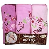 I Love Mommy and Daddy Hooded Bath Towel Set, 3 Pack, Girl, Frenchie Mini Couture by Frenchie Mini C