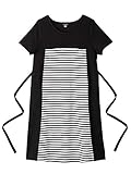 Angeliebe エンジェリーベ マタニティ 授乳口 付 ボーダー × 無地 切り替え ワンピース 妊婦服 産前 産後 L ブラック