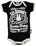 (シックス バニーズ) SIX BUNNIES ベビー服【ロンパース】バニー 黒(3～6ヶ月　身長60～65㎝　身幅19.5㎝着丈37㎝肩幅16㎝袖丈8.5㎝)