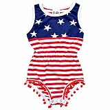 一意Baby Girls 4th of July Patrioticベビーワンピースボディースーツ カラー: ブルー