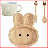 プチママン ラビット ウサギ お食事セット ウッドトレイ スプーン＆フォーク マグカップ ３点セット お子様へのプレゼントにピッタリ！子供 キッズ 赤ちゃん ベビー プレゼント ギフト ウッドプレート