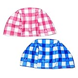 (ピンク/フリーサイズ) 子供 スイムキャップ 水泳帽 女の子 ハート＆チェック柄 UVカット 女児 ベビー キッズ