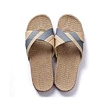 [Confis] スリッパ リネン 亜麻 室内 ルームシューズ 軽量 前開き 滑り止め 厚底 涼感 (LL・グレー)