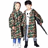 【名古屋子供雨具】レインコート キッズ カモフラ ランドセル カッパ 雨合羽 レインウェア オシャレ 通園 通学 リュック ボーイズ ガールズ (M(90-115))