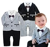 Emfay ベビー フォーマル ロンパース 子供服 スーツ 男の子 結婚式 出産祝い 七五三 記念撮影 グレー 90cm