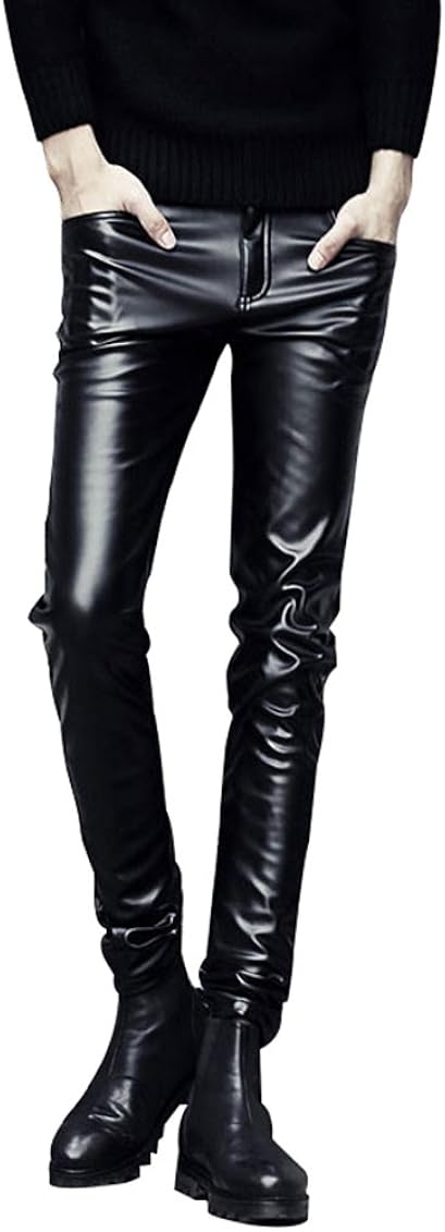 Faux Leather Jeans Skinny Pants Black 