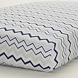 Just Born 100% Cotton Fitted Crib Sheets, Navy/Grey Chevron