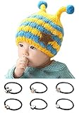 お出かけ ニット帽（ヘアゴム付) ベビー キッズ 赤ちゃん ふわふわ あったか 防寒 黄色