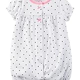 カーターズ Carter's ロンパース 前開き 半袖 綿リブ100% Snap-Up Printed Cotton Romper NB (50-55cm)