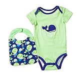 Blue Whale Embroidered Onesie With Matching Bib Set Size 0-6 Months by Blossoms & Buds