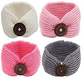 QandsweetベビーターバンヘッドラップヘッドバンドガールズニットボタンHairbands One Size ピンク