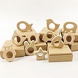 Wooden Teether 11pc Nature Baby Teething Toy Organic Eco-friendly Wood Teething Holder Nursing Wood 