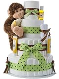 Diaper Cake - Monkey Theme Handmade By Lil Baby Cakes - Gift For Baby Boy - Makes a Great Baby Showe