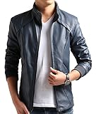 In Here メンズ レザージャケット ライダースジャケット ジャケット コート 革ジャン PU タグサイズ2XL 日本サイズL ブルー In Here メンズ レザージャケット ライダースジャケット ジャケット コート 革ジャン PU タグサイズ2XL 日本サイズL ブルー