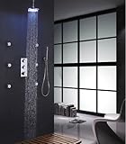 8 Inch Chrome LED Shower Head 6 Pcs Spa Body Massage Spray Jets Thermostatic Bathroom Round Shower S