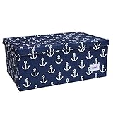 Minene Large Storage Box with Lid Blue Anchor - star storage box, large fabric storage box - great f