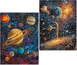 Amyaker ダイヤモンドアート キット 丸いビーズ 全面 2個セット ダイアモンドビーズ絵画キット DIY 手作り絵画 モザイクアート 5D モザイクアート ダイヤモンド塗装 全面貼り付けタイプ 30x40cm 惑星