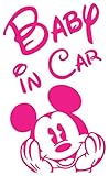 ベイビー イン カー ステッカーbaby in car ミッキー /車用/シール/ Vinyl//ステッカー/mk01 (シクラメン)