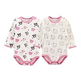 Baby Nest 長袖ボディースーツ 柄違い 2枚セット 女の子 ベビー服 新生児 ロンパース コットン 18-24M