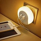 LEDプラグインナイトライト、leagwayデュアルポートUSB壁充電器Night Light with Dusk to Dawnセンサー寝室、廊下、ベビールーム、高速充電夜のライトfor iPhon
