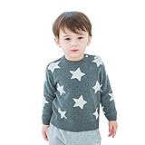 babysing ニットセーター ニット 星柄 コーマ糸 コットン (グレー, 100)