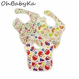 Ohbabyka3点セット スタイ よだれかけ スーパービブ お食事エプロン 防水 袖なし 保育園 お食事用防水ビブ 女の子 男の子 ベビーロンパース (SZY010607)