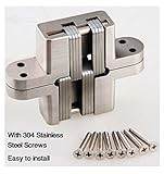 zevenmart 304ステンレススチール隠しヒンジ13 x 45 mm Invisible Concealed foldingドアヒンジwith Screw for家具ハードウェア