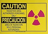 Brady 125432 Bilingual Sign, Legend "Radiation Area Authorized Personnel Only", 10" Height, 14" Widt